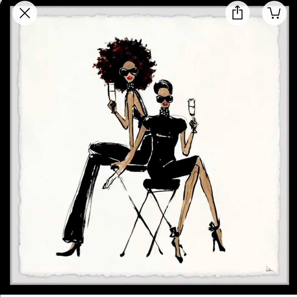 24 x 24 fashion illustration picture in black frame perfect condition